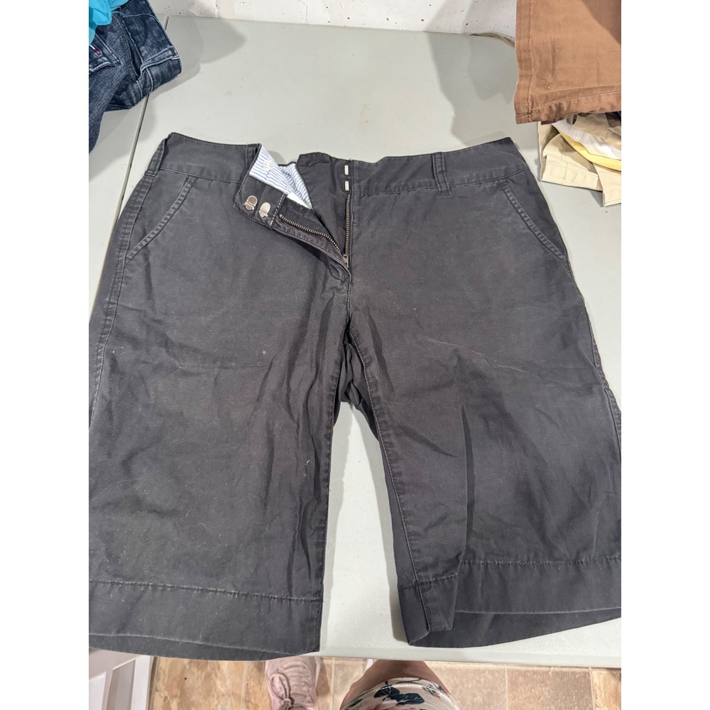 Tommy Hilfiger Womens Black Cotton Chino Bermuda Shorts Size 8 Casual Preppy